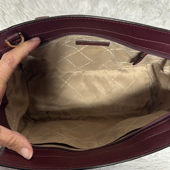 Michael Kors Selma Medium Saffiano Leather Satchel - Crossbody Bag color Merlot - Picture 13 of 13